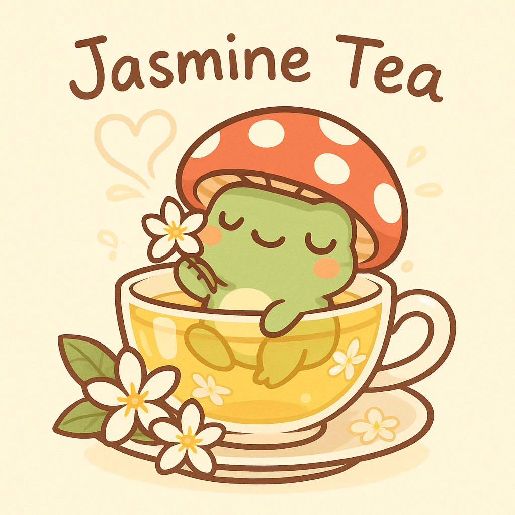 Dewdrop Jasmine — frog with jasmine blossoms